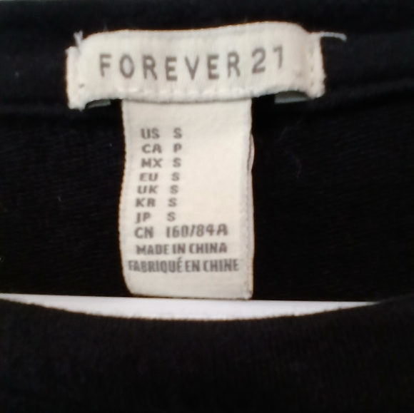 Forever 21 Black Long Sleeve Shirt with Graphic Sleeves Women's Small Casual - Picture 3 of 5